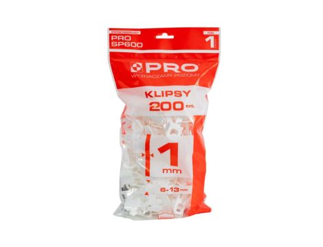 PRO SYSTEM POZIOMUJACY DO PŁYTEK PRO-SP600 , KLIPSY 1MM ( 200 SZTUK) PRO-SP603