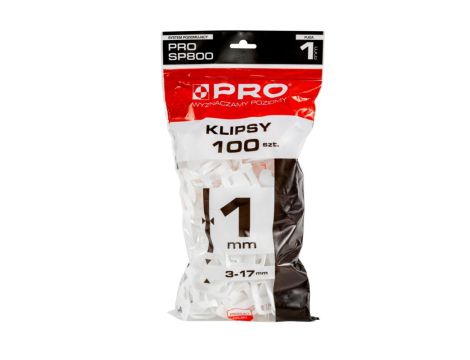 PRO SYSTEM POZIOMUJACY DO PŁYTEK PRO-SP800 , KLIPSY 1MM ( 100 SZTUK) PRO-SP802