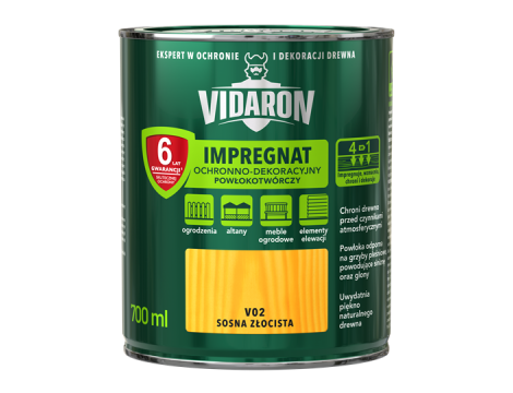 VIDARON Impregnat Ochronno-Dekoracyjny Powłokotwórczy 700ml sosna złocista  V02