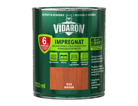 VIDARON Impregnat Ochronno-Dekoracyjny Powłokotwórczy 700ml mahoń V24