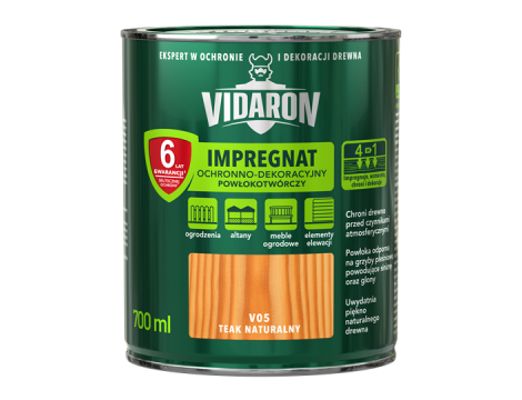 VIDARON Impregnat Ochronno-Dekoracyjny Powłokotwórczy 700ml teak naturalny V05