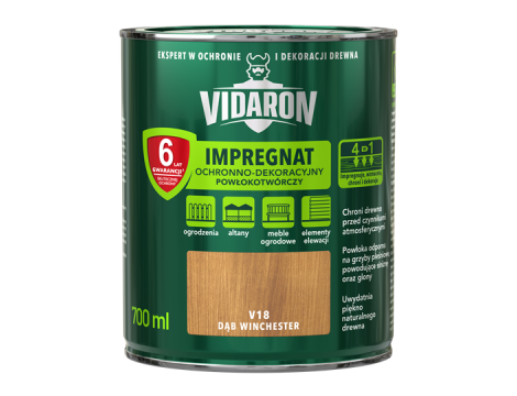 VIDARON Impregnat Ochronno-Dekoracyjny Powłokotwórczy 700ml dąb winchester V18