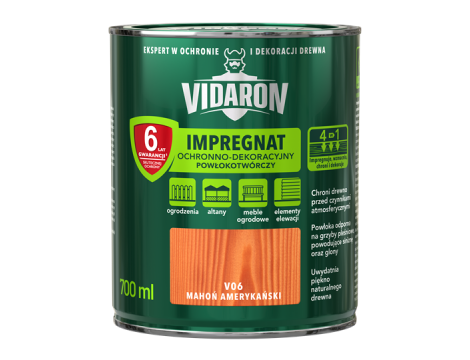 VIDARON Impregnat Ochronno-Dekoracyjny Powłokotwórczy 700ml mahoń amerykański V06