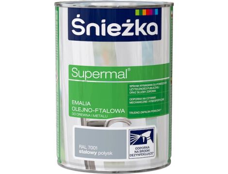 EMALIA OLEJNO FTALOWA ŚNIEŻKA SUPERMAL 0.4L stalowy RAL 7001