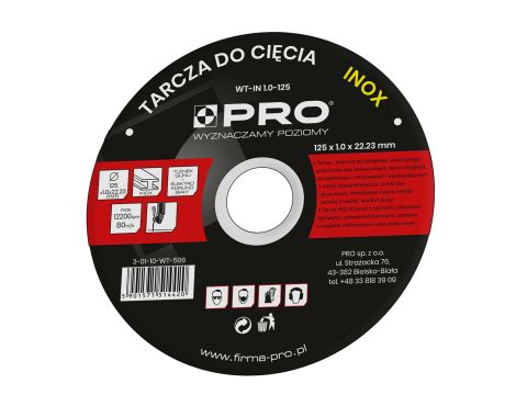 PRO TARCZA DO METALU INOX 125  X 1,0 X 22,23 PRO-WT506