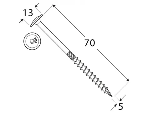 Wkręt ciesielski z łbem podkładkowym  DOMAX CT5X70 200SZT - 4