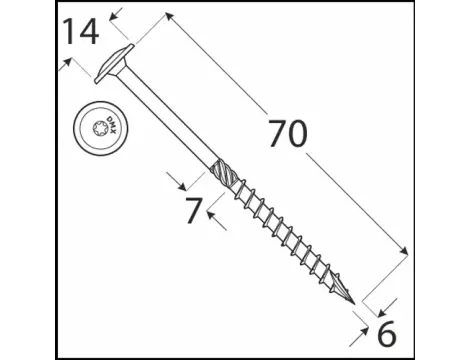 Wkręt ciesielski z łbem podkładkowym DOMAX CT6X70 100SZT - 4