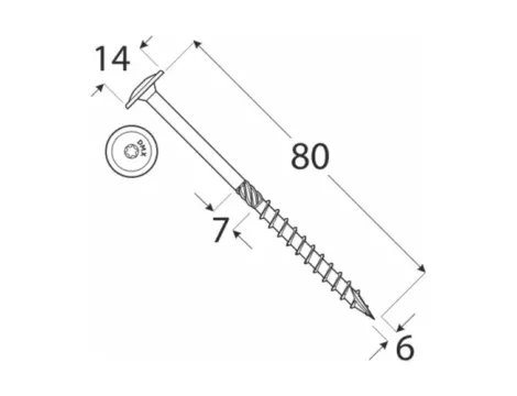 Wkręt ciesielski z łbem podkładkowym DOMAX CT6X80 100SZT - 4