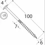 Wkręt ciesielski z łbem podkładkowym  DOMAX CT6X100 100SZT - 5