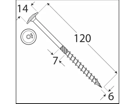 Wkręt ciesielski z łbem podkładkowym  DOMAX CT6X120 100SZT - 4