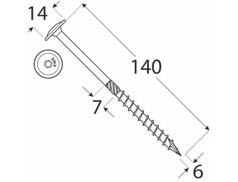 Wkręt ciesielski z łbem podkładkowym  DOMAX CT6X140 100SZT - 4