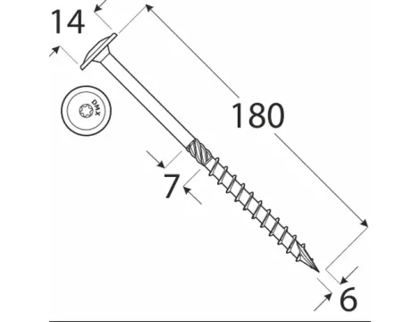 Wkręt ciesielski z łbem podkładkowym  DOMAX CT6X180 100SZT - 4