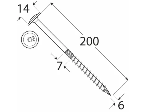 Wkręt ciesielski z łbem podkładkowym  DOMAX CT6X200 100SZT - 3