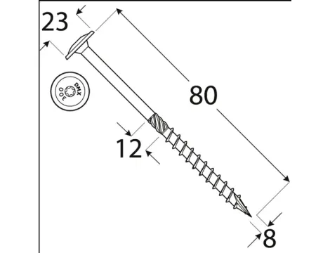 Wkręt ciesielski z łbem podkładkowym  DOMAX CT8X80 50SZT - 4
