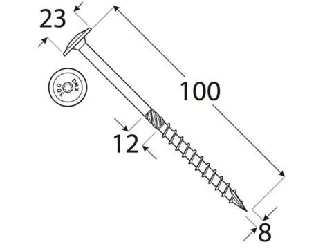 Wkręt ciesielski z łbem podkładkowym  DOMAX CT8X100 50SZT - 4