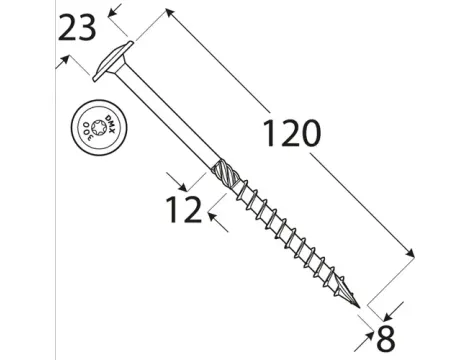Wkręt ciesielski z łbem podkładkowym  DOMAX CT8X120 50SZT - 4