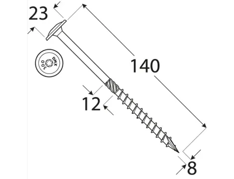 Wkręt ciesielski z łbem podkładkowym  DOMAX CT8X140 50SZT - 4