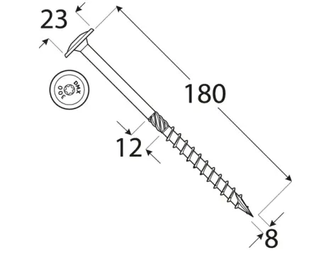 Wkręt ciesielski z łbem podkładkowym  DOMAX CT8X180 50SZT - 3