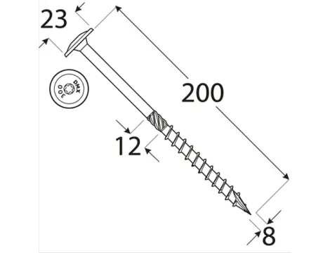 Wkręt ciesielski z łbem podkładkowym  DOMAX CT8X200 50SZT - 3