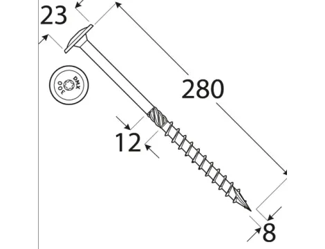 Wkręt ciesielski z łbem podkładkowym  DOMAX CT8X280 50SZT - 3