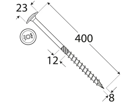 Wkręt ciesielski z łbem podkładkowym  DOMAX CT8X400 50SZT - 3