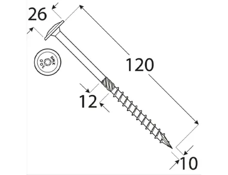 Wkręt ciesielski z łbem podkładkowym  DOMAX CT10X120 50SZT - 4