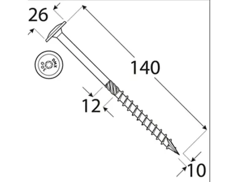 Wkręt ciesielski z łbem podkładkowym  DOMAX CT10X160 50SZT - 4