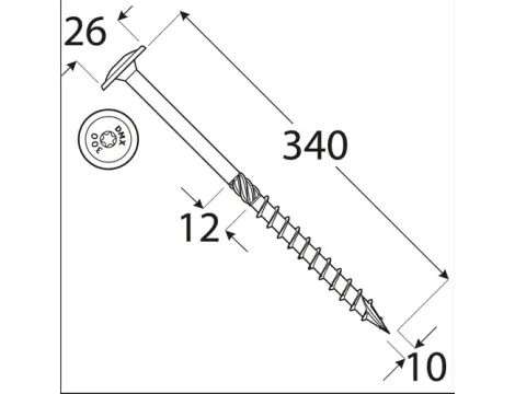 Wkręt ciesielski z łbem podkładkowym  DOMAX CT10X340 25SZT - 4