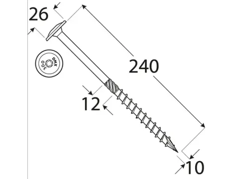 Wkręt ciesielski z łbem podkładkowym  DOMAX CT10X240 25SZT - 4