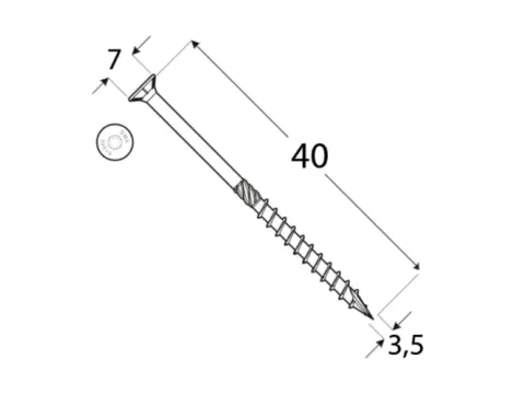 Wkręt ciesielski stożkowy DOMAX CS3,5X40 200SZT - 5